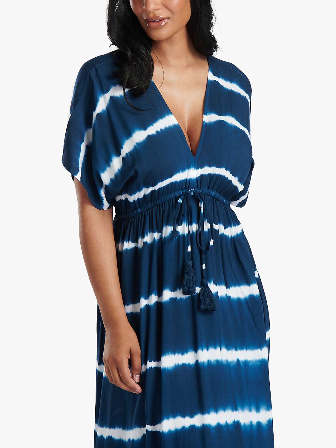 Buy South Beach V-Neck Tie Dye Maxi Dress, Navy/White Online at johnlewis.com