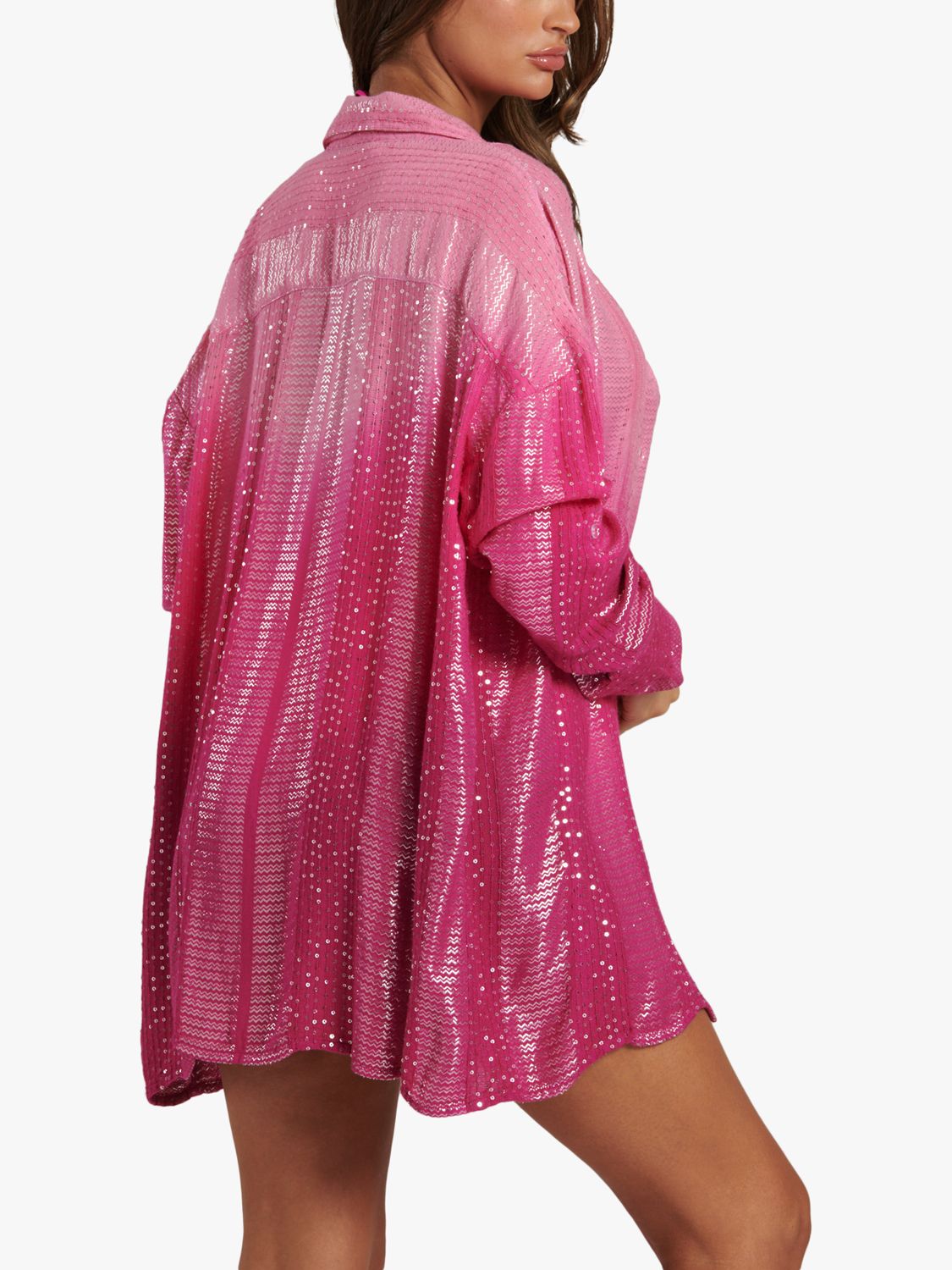 South Beach Ombre Metallic Shirt, Pink, 8