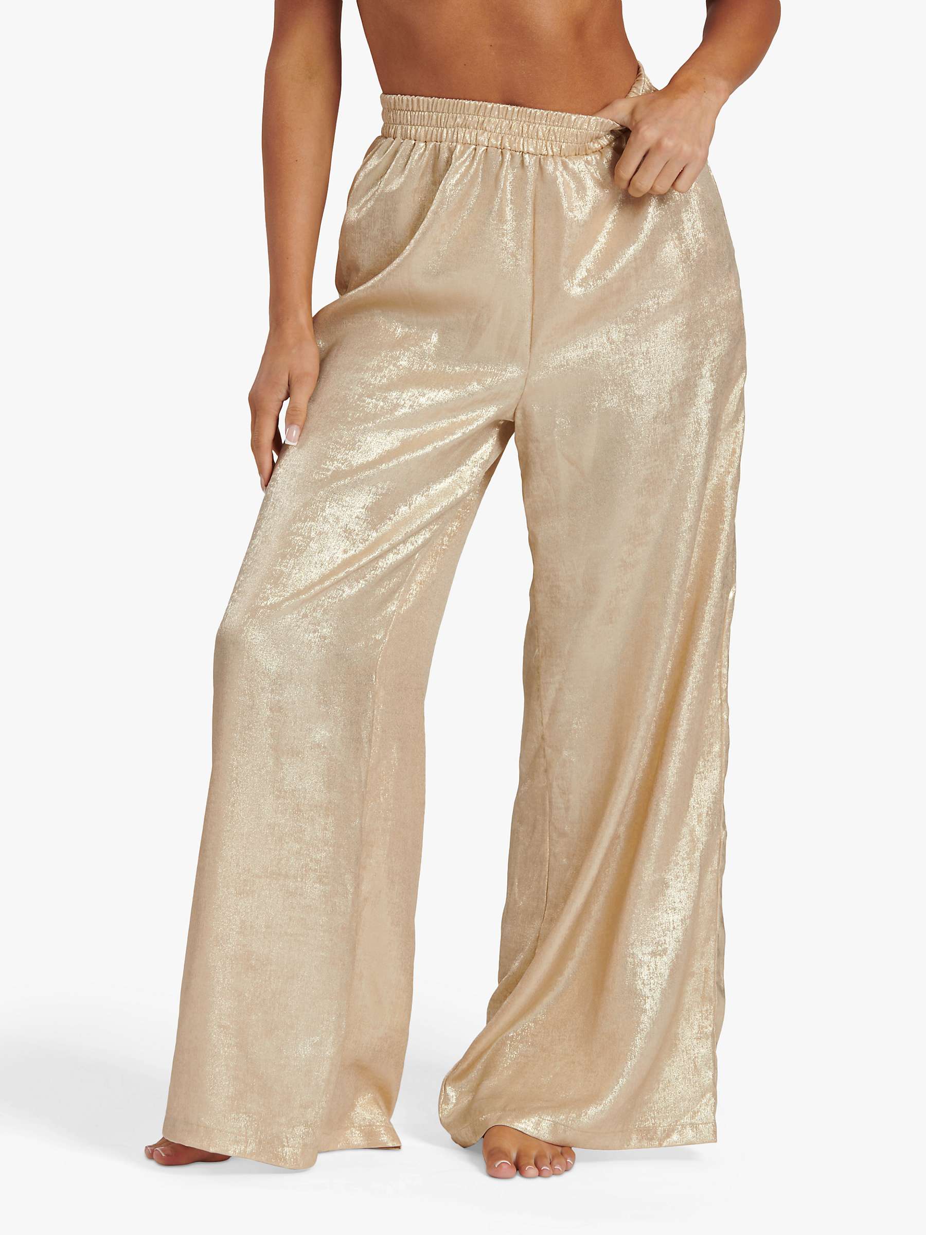 Buy South Beach Metallic Foil Wide Leg Trousers, Gold Online at johnlewis.com