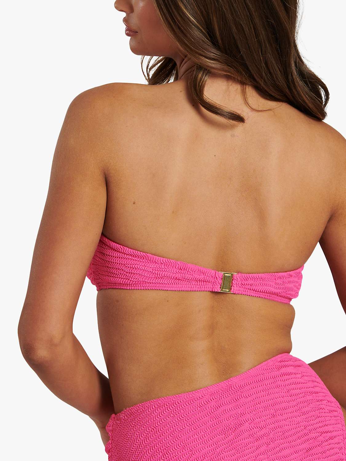 Buy South Beach Wave Crinkle Strapless Bandeau Bikini Top, Fuchsia Online at johnlewis.com