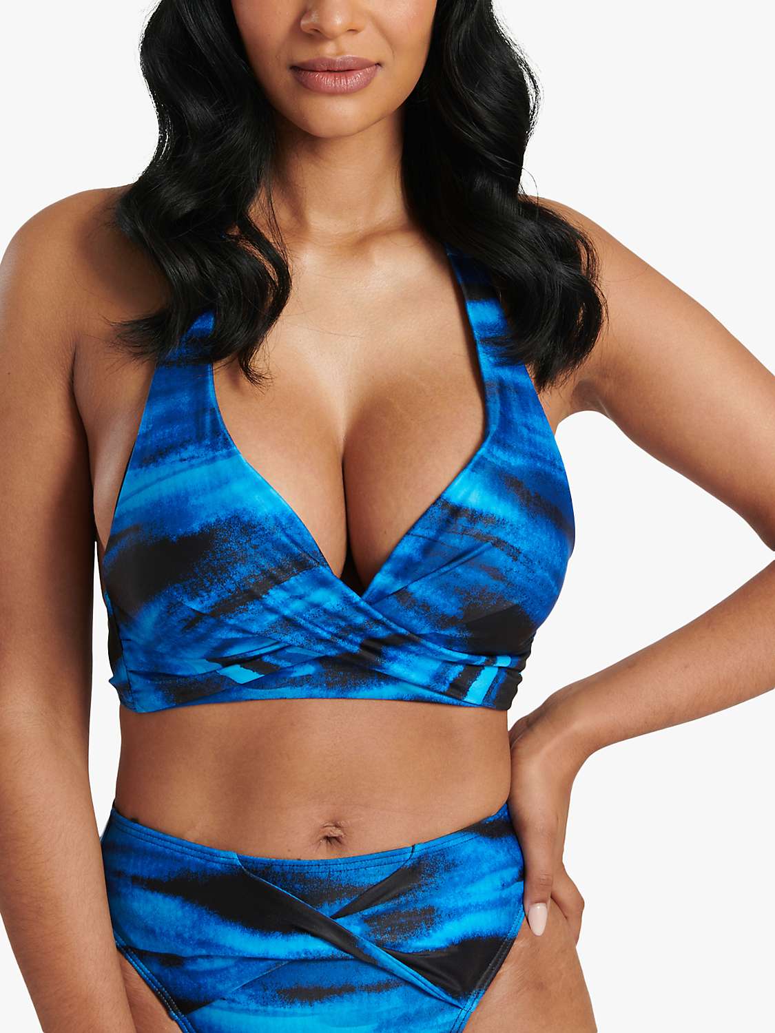 Buy South Beach Printed Twisted Cup Halterneck Bikini Top, Blue/Multi Online at johnlewis.com