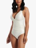 South Beach Shimmer Texture Tummy Control Swimsuit, Pearl