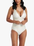 South Beach Shimmer Texture Tummy Control Swimsuit, Pearl
