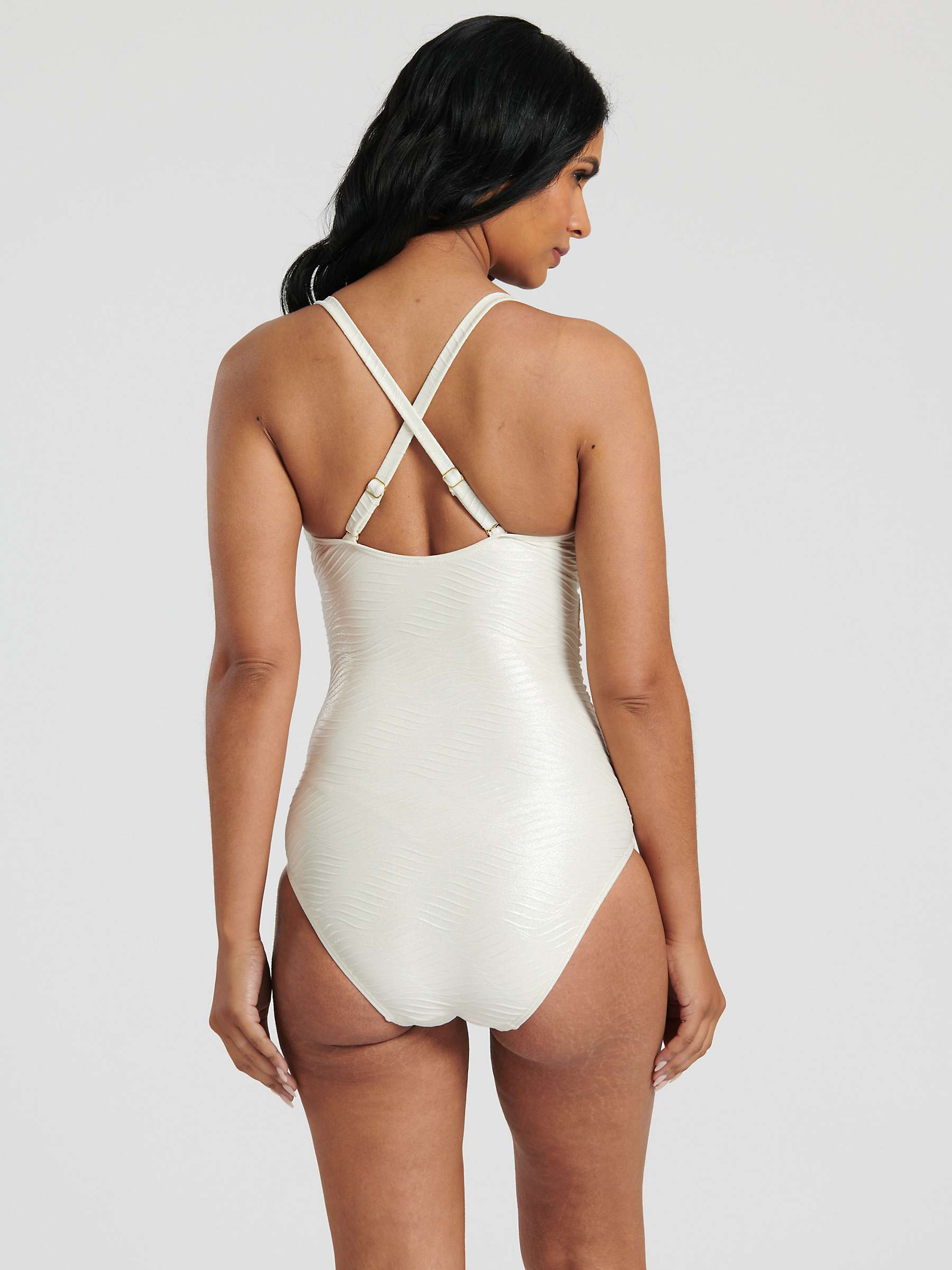 Buy South Beach Shimmer Texture Tummy Control Swimsuit, Pearl Online at johnlewis.com
