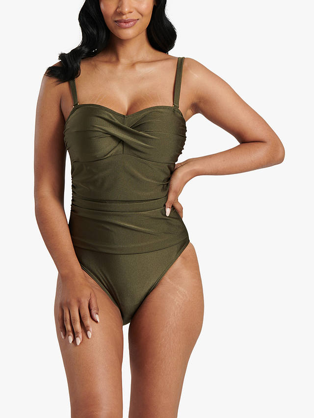 South Beach Bandeau Tummy Control Swimsuit, Olive