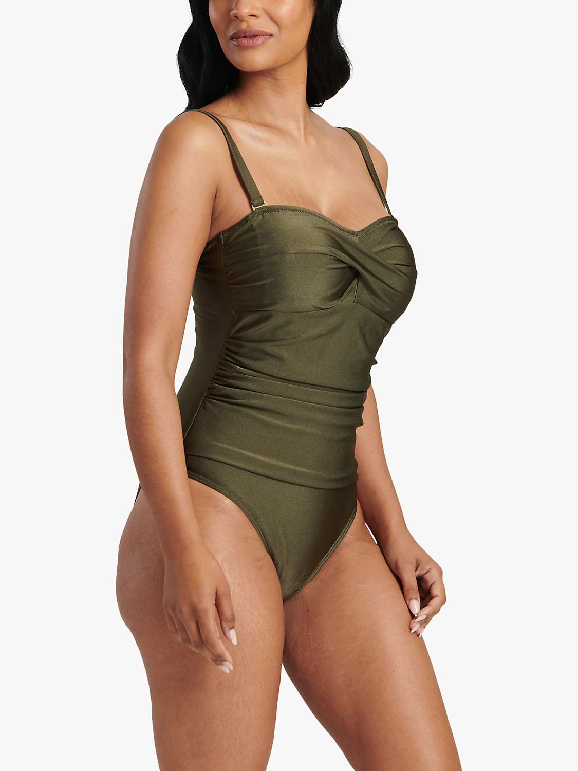 Buy South Beach Bandeau Tummy Control Swimsuit, Olive Online at johnlewis.com