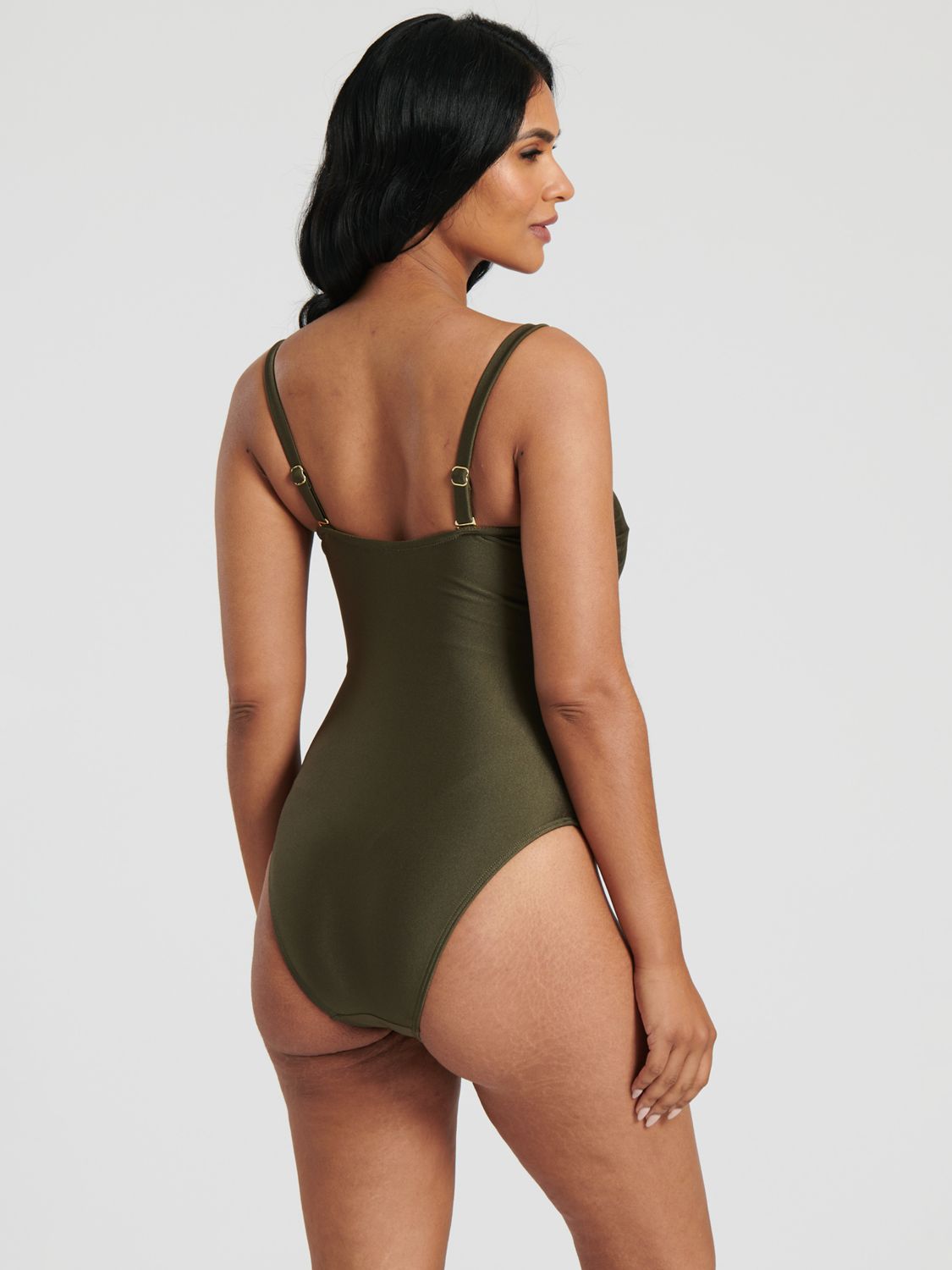 South Beach Bandeau Tummy Control Swimsuit, Olive, 8