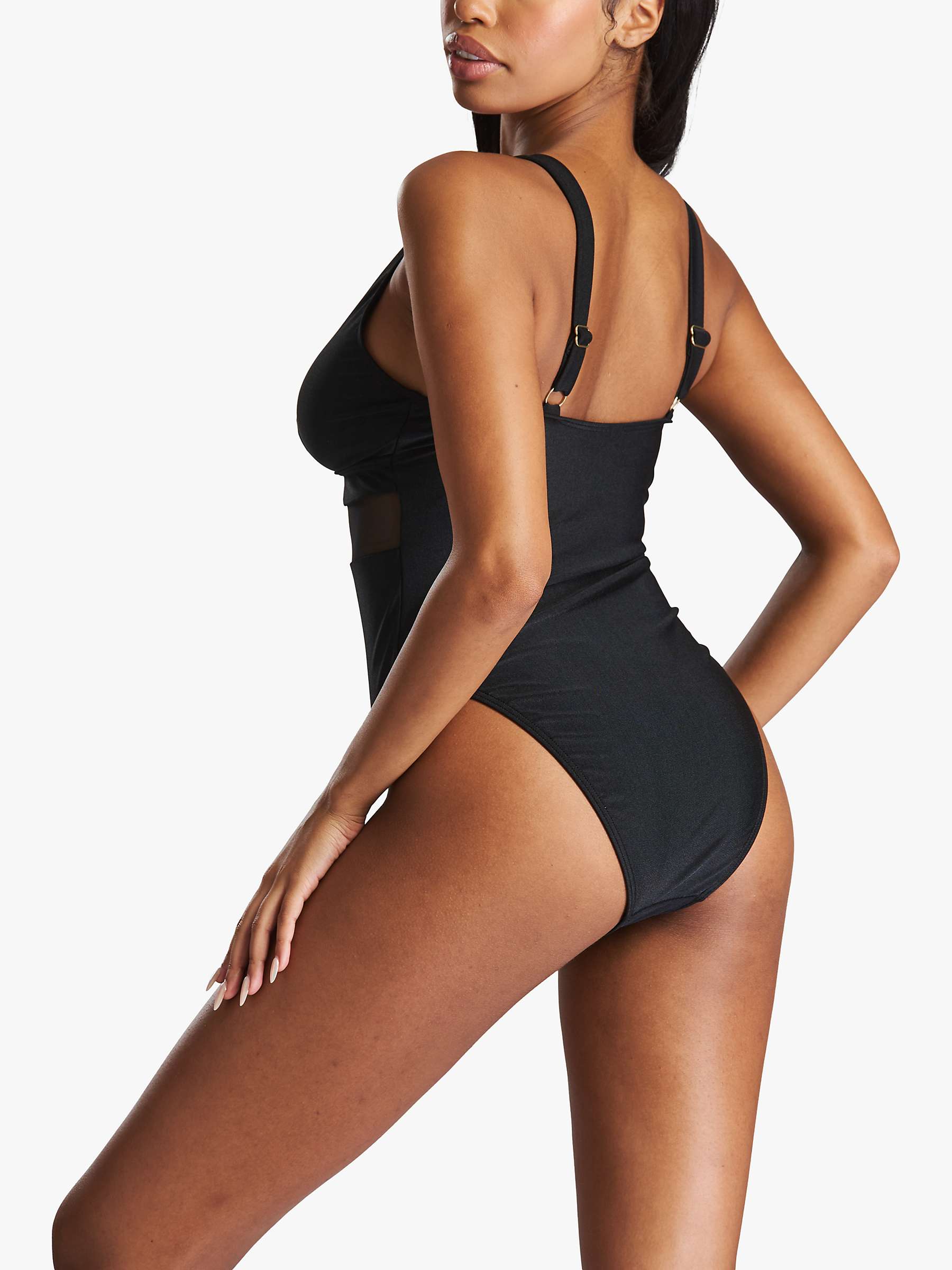 Buy South Beach Mesh Panel Plunge Swimsuit, Black Online at johnlewis.com