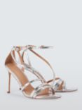 John Lewis Maia Leather Asymmetric Strappy High Heel Sandals, Silver