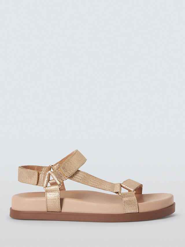 AND/OR Leap Leather Footbed Sandals, Gold