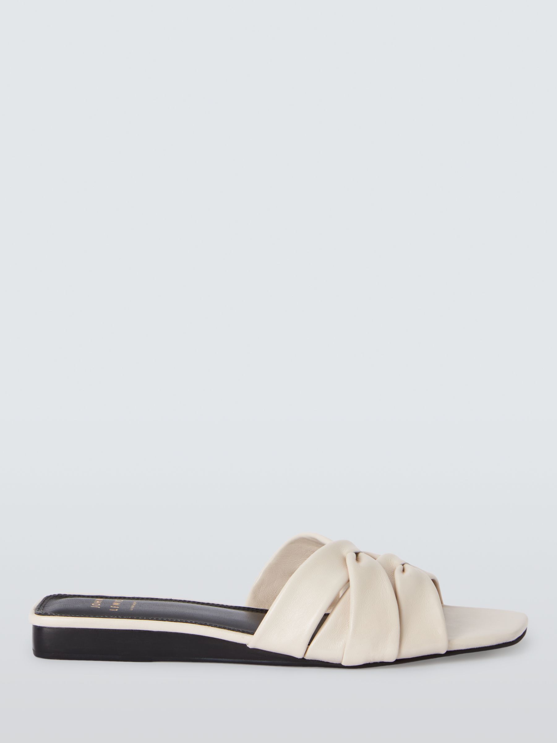 John Lewis Lopez Leather Ruched Interwoven Mule Sandals, Off White, 6