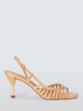 John Lewis Marie Leather Metal Heel Caged Sandals, Gold