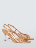 John Lewis Marie Leather Metal Heel Caged Sandals, Gold