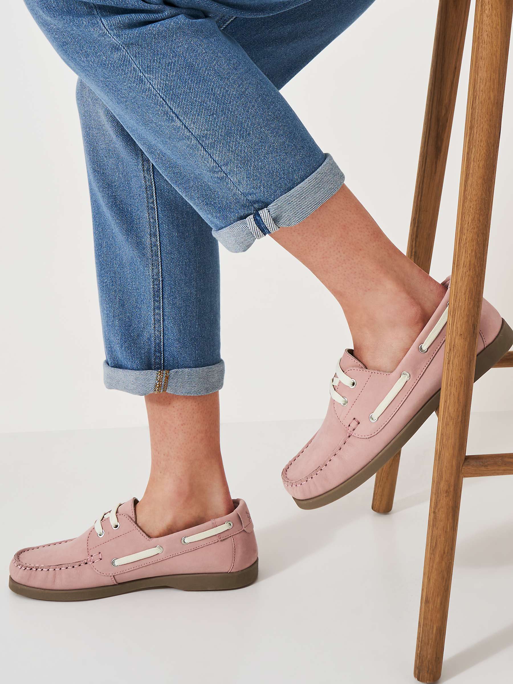 Buy Crew Clothing Classic Leather Deck Shoes, Rose Pink Online at johnlewis.com