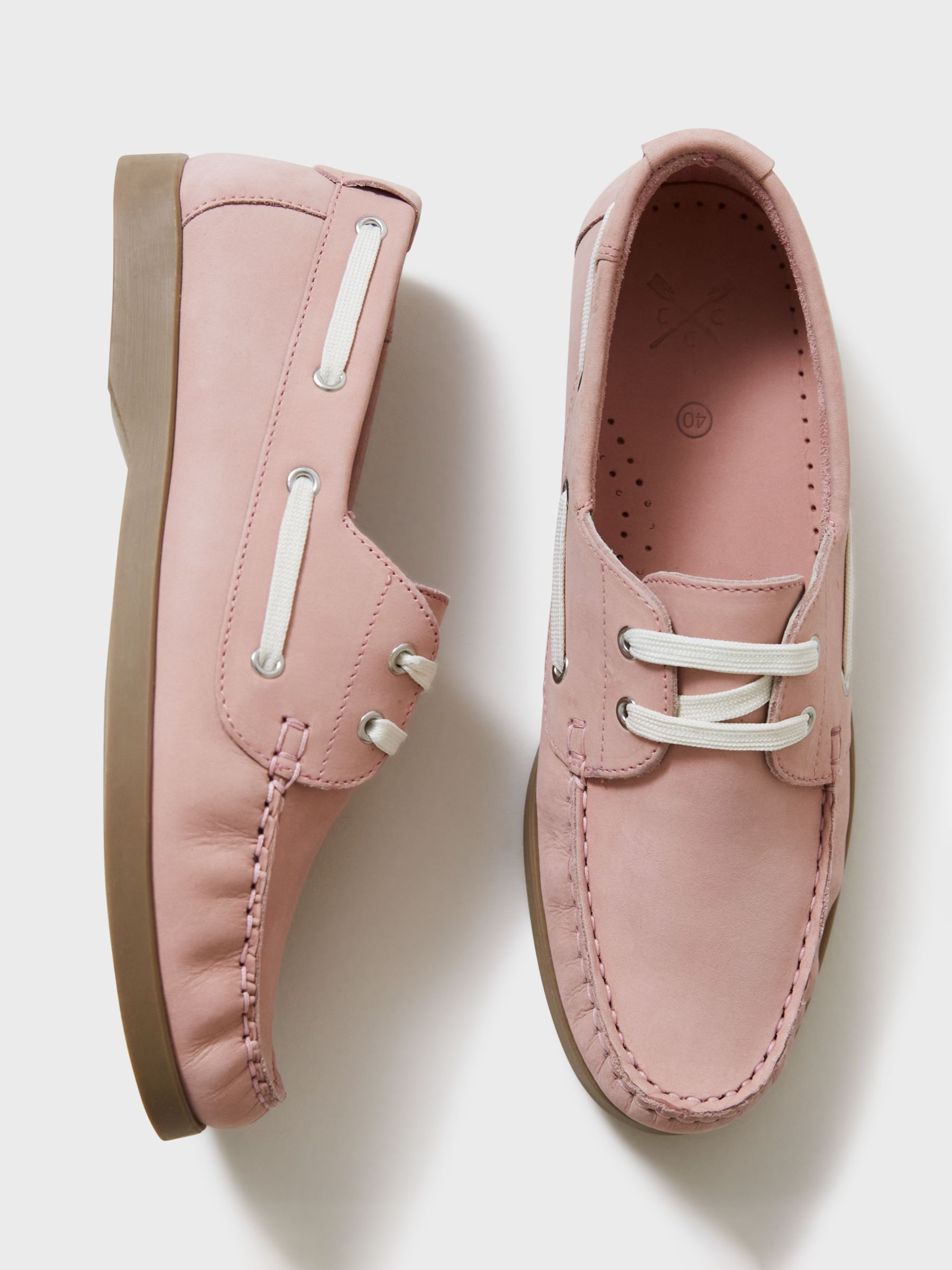 Crew Clothing Classic Leather Deck Shoes, Rose Pink, 8