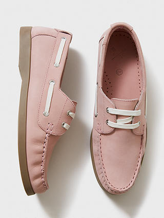 Crew Clothing Classic Leather Deck Shoes, Rose Pink