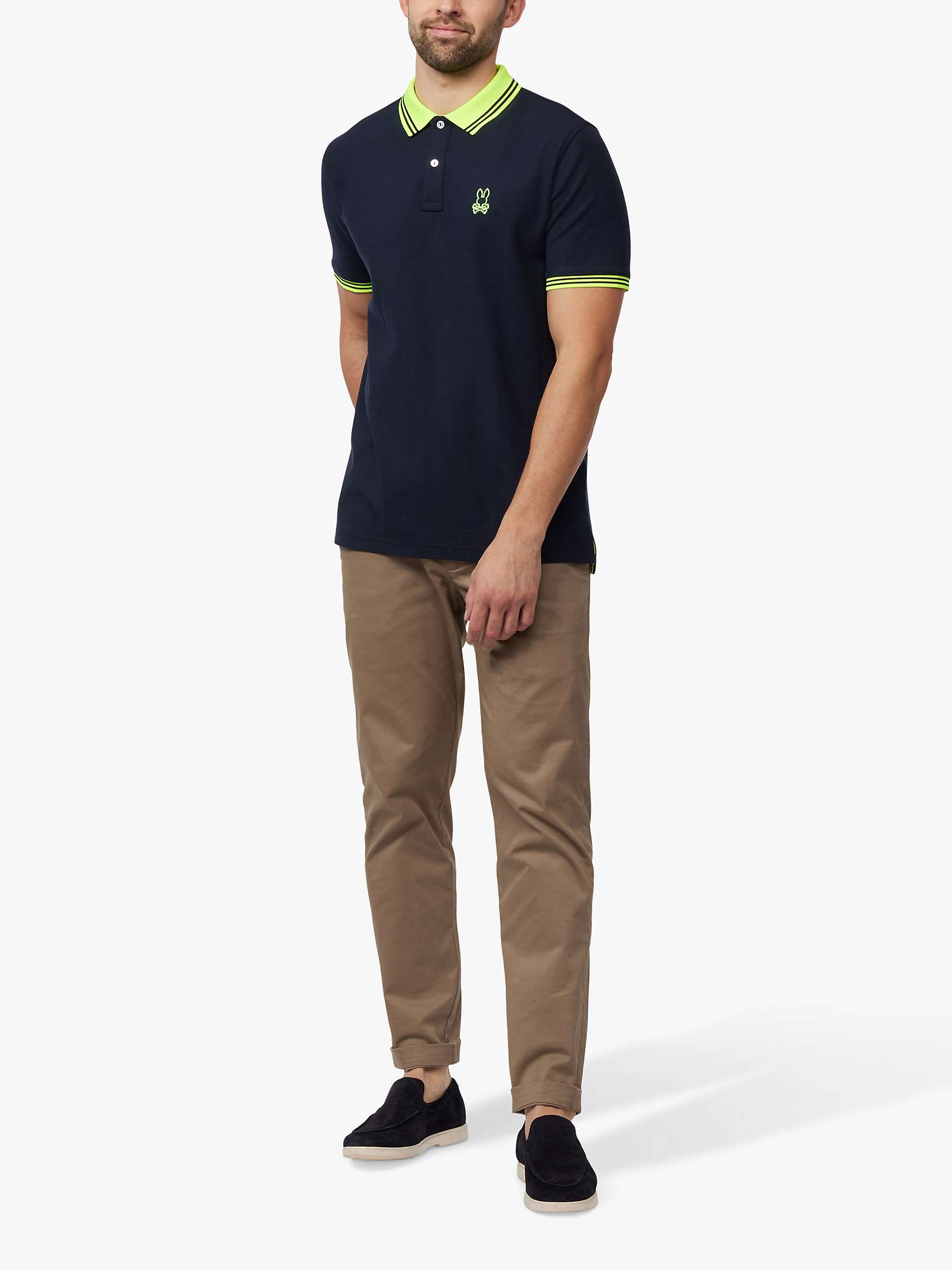 Buy Psycho Bunny Lancaster Pique Polo Top, Navy/Green Online at johnlewis.com