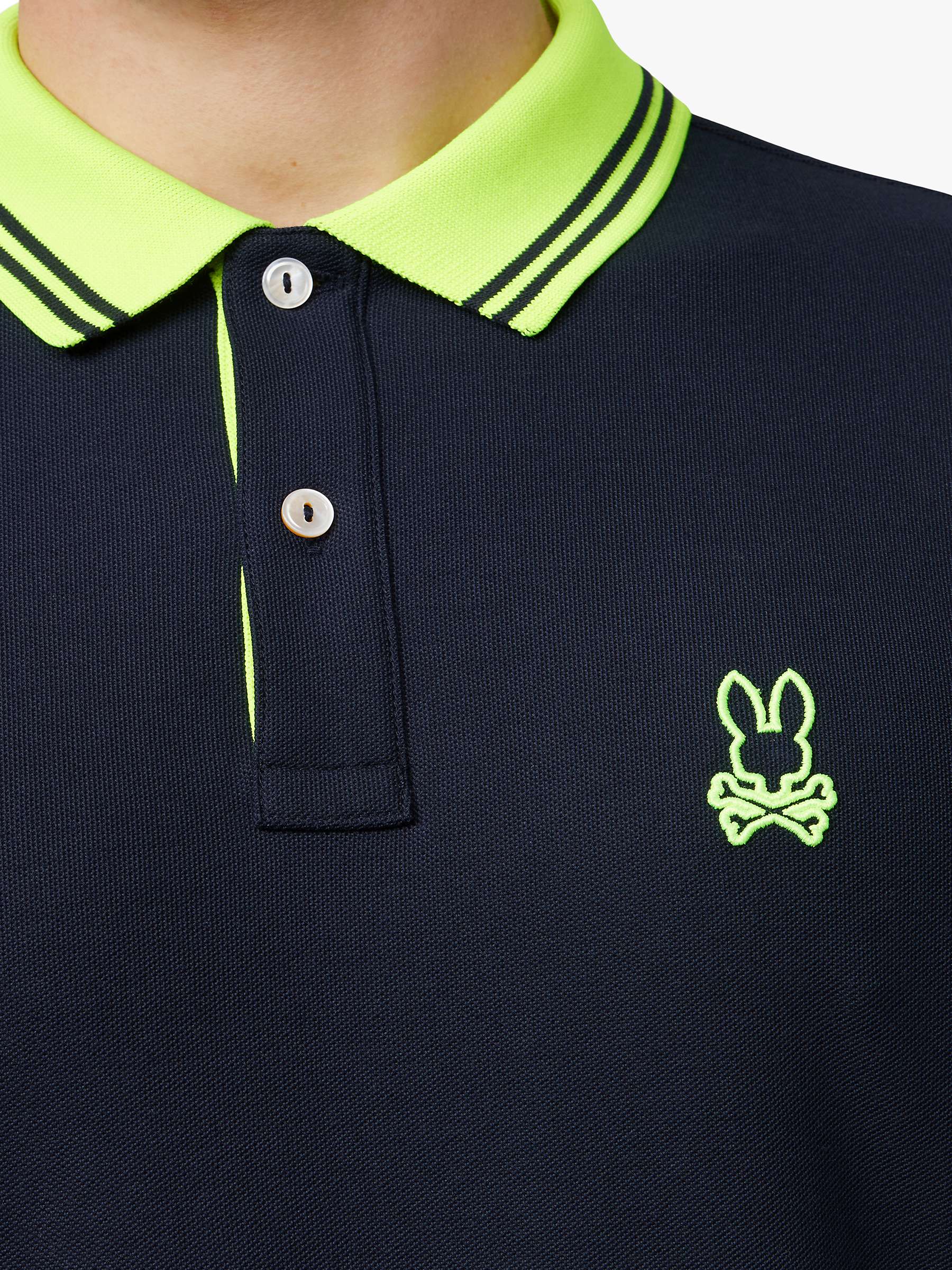 Buy Psycho Bunny Lancaster Pique Polo Top, Navy/Green Online at johnlewis.com