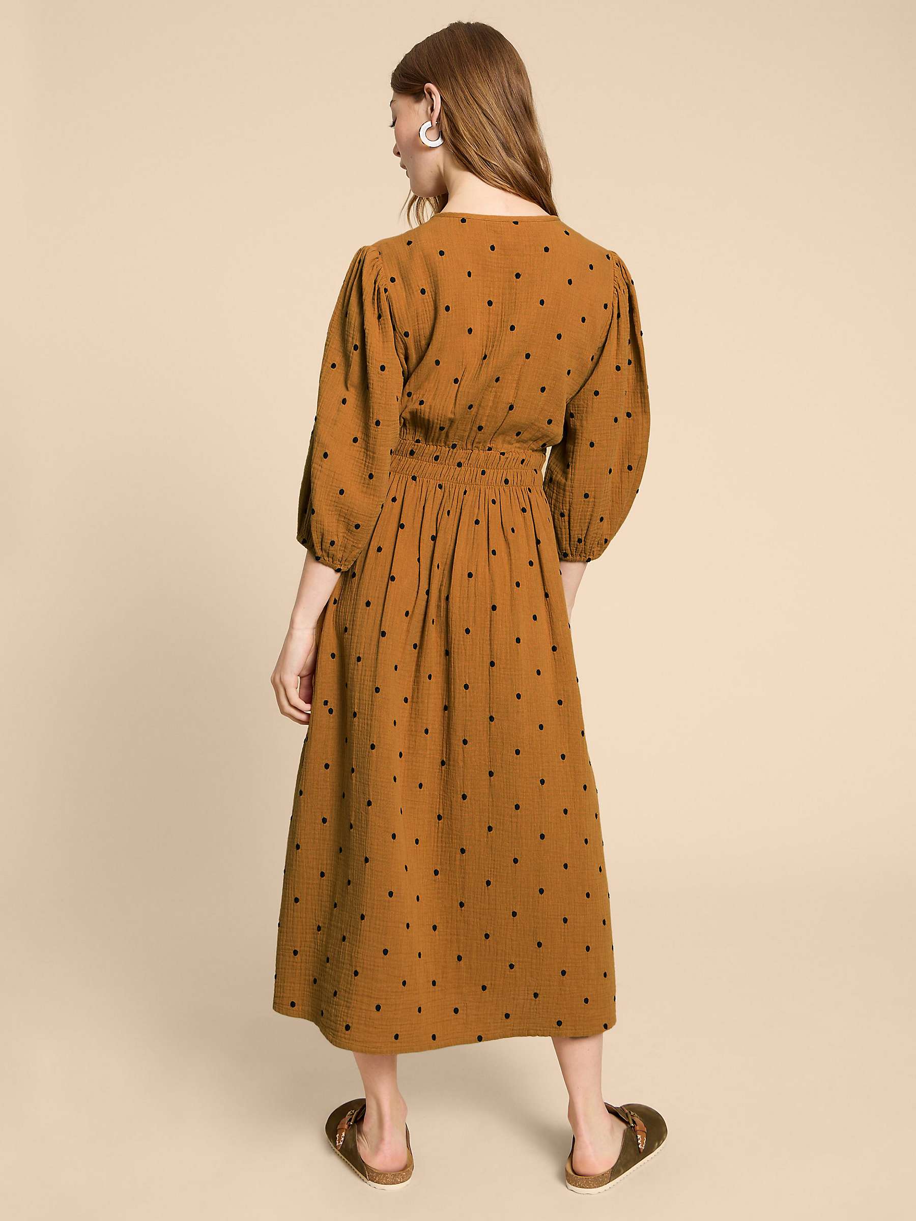 Buy White Stuff Polly Embroidered Spot Midi Dress, Mid Chartreuse Online at johnlewis.com