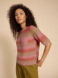 White Stuff Stella Spacedye Knitted T-Shirt, Pink/Multi