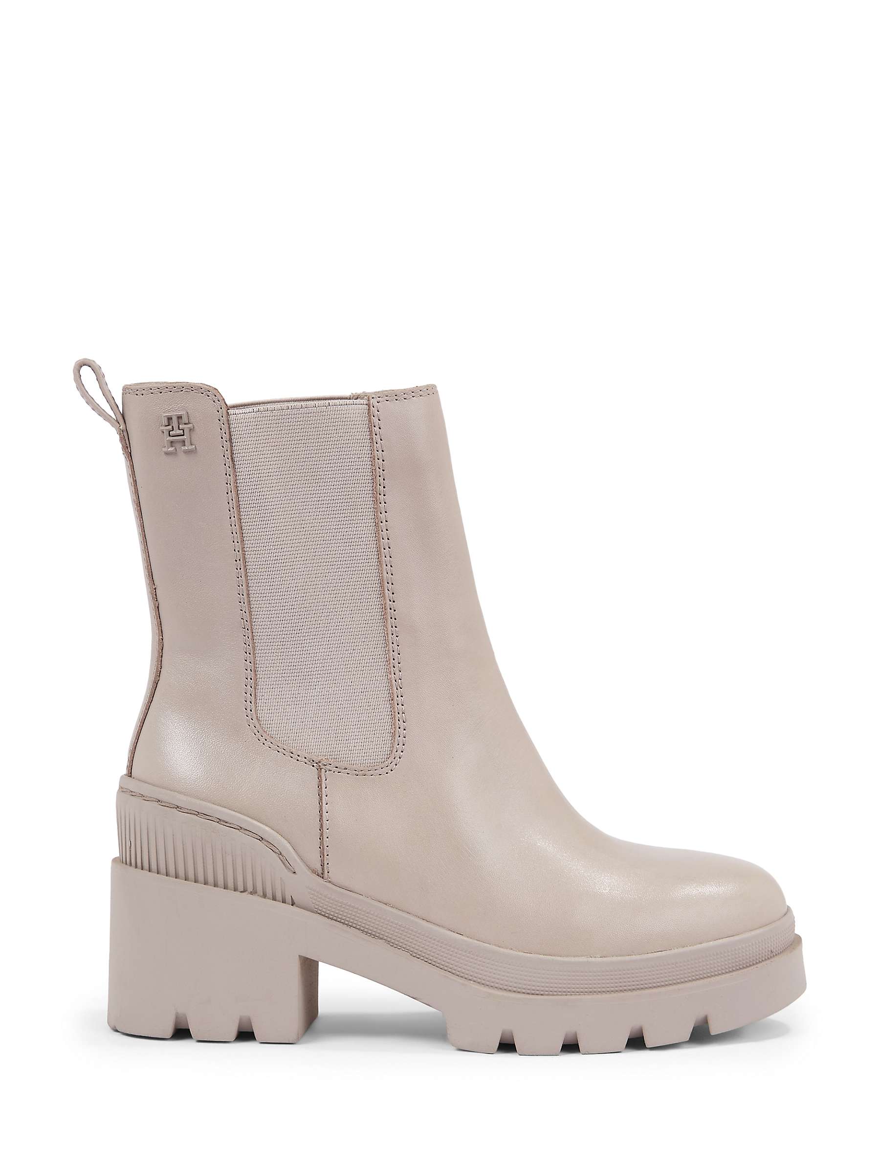 Buy Tommy Hilfiger Block Heel Leather Chelsea Boots, Smooth Taupe Online at johnlewis.com