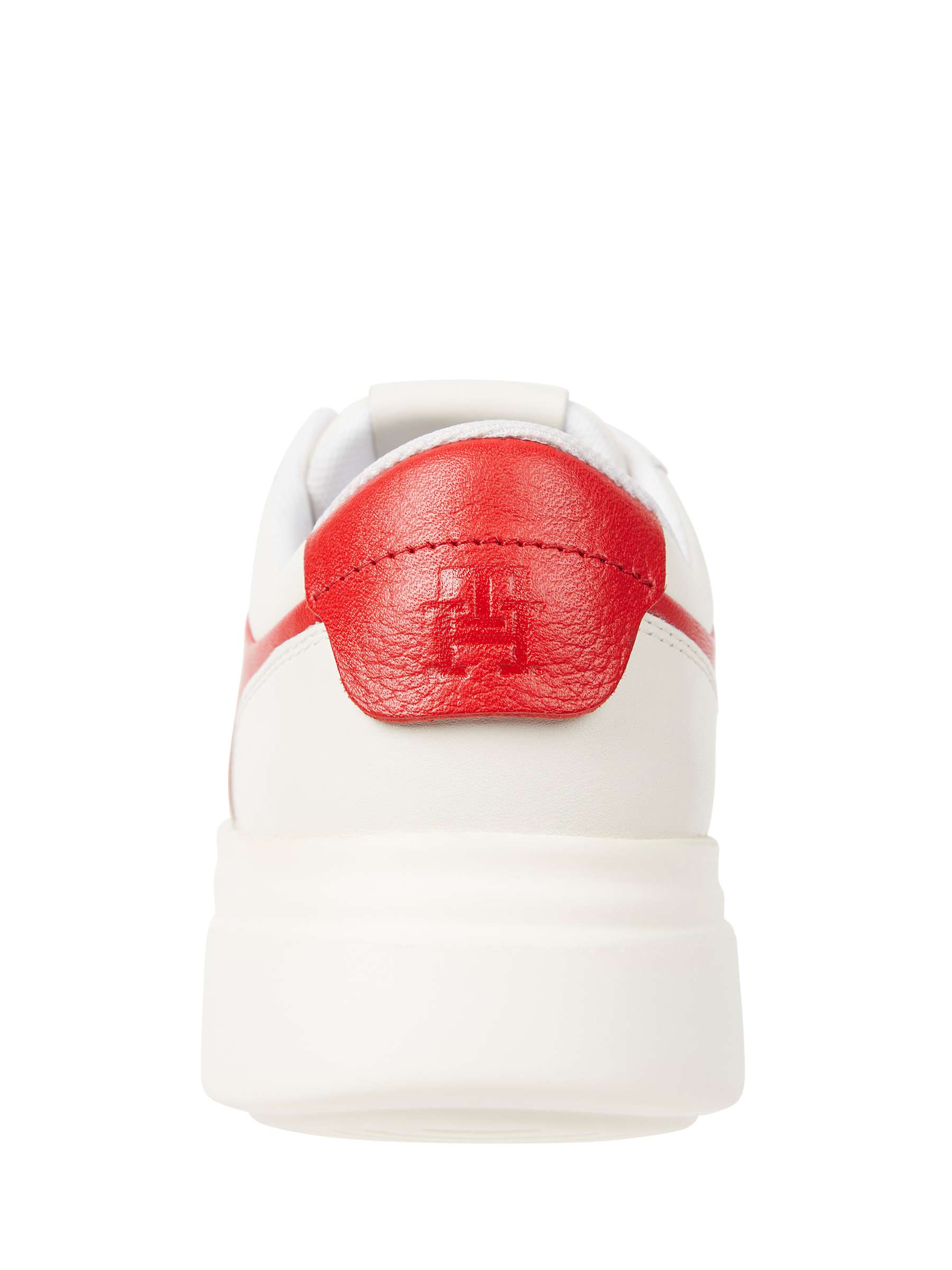 Buy Tommy Hilfiger Leather Court Trainers, Ecru/Fierce Red Online at johnlewis.com