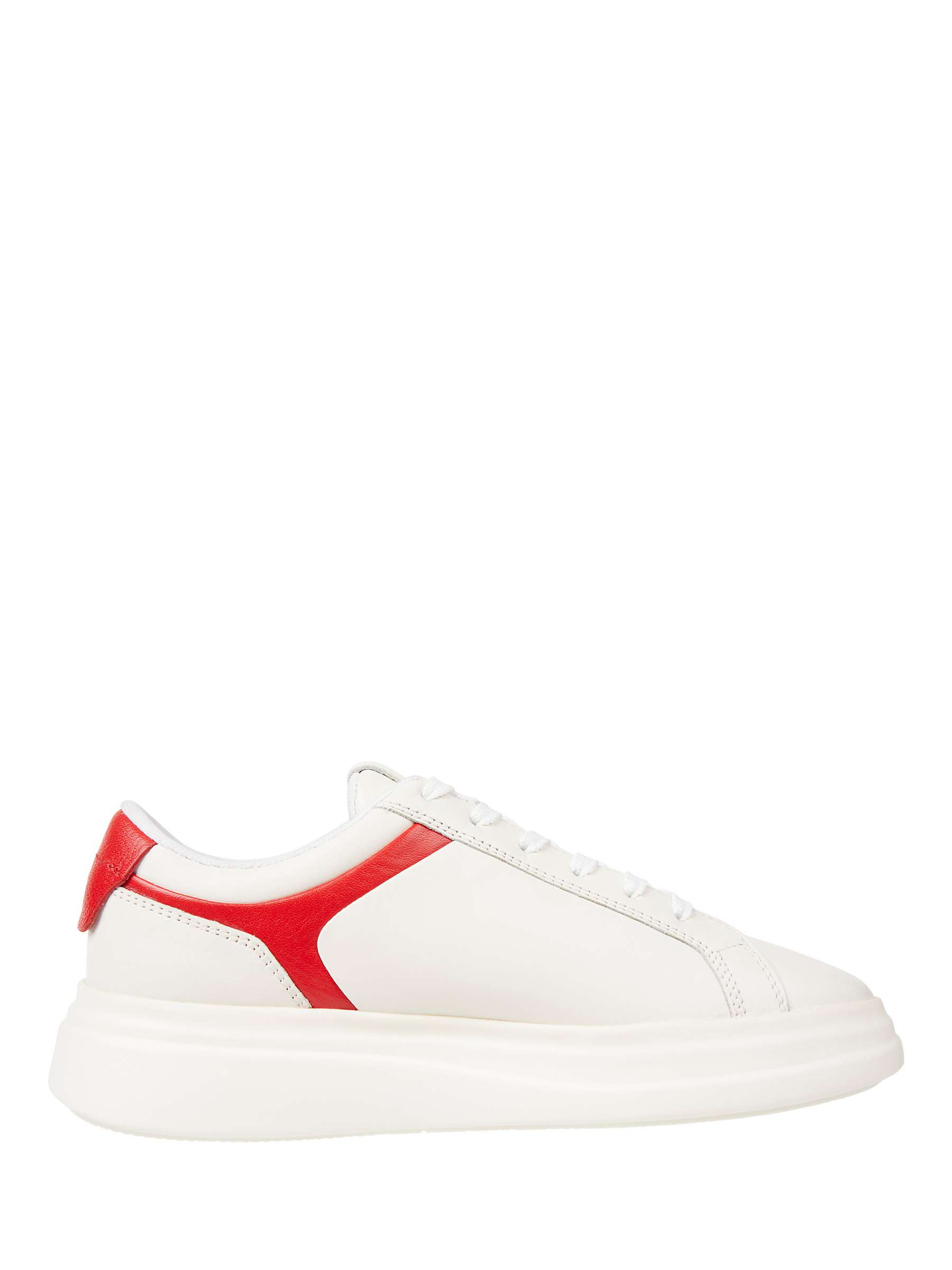 Buy Tommy Hilfiger Leather Court Trainers, Ecru/Fierce Red Online at johnlewis.com