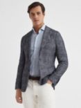 Reiss Lindhurst Wool Blend Single Breasted Check Blazer, Navy/Grey, Navy/Grey