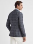 Reiss Lindhurst Wool Blend Single Breasted Check Blazer, Navy/Grey