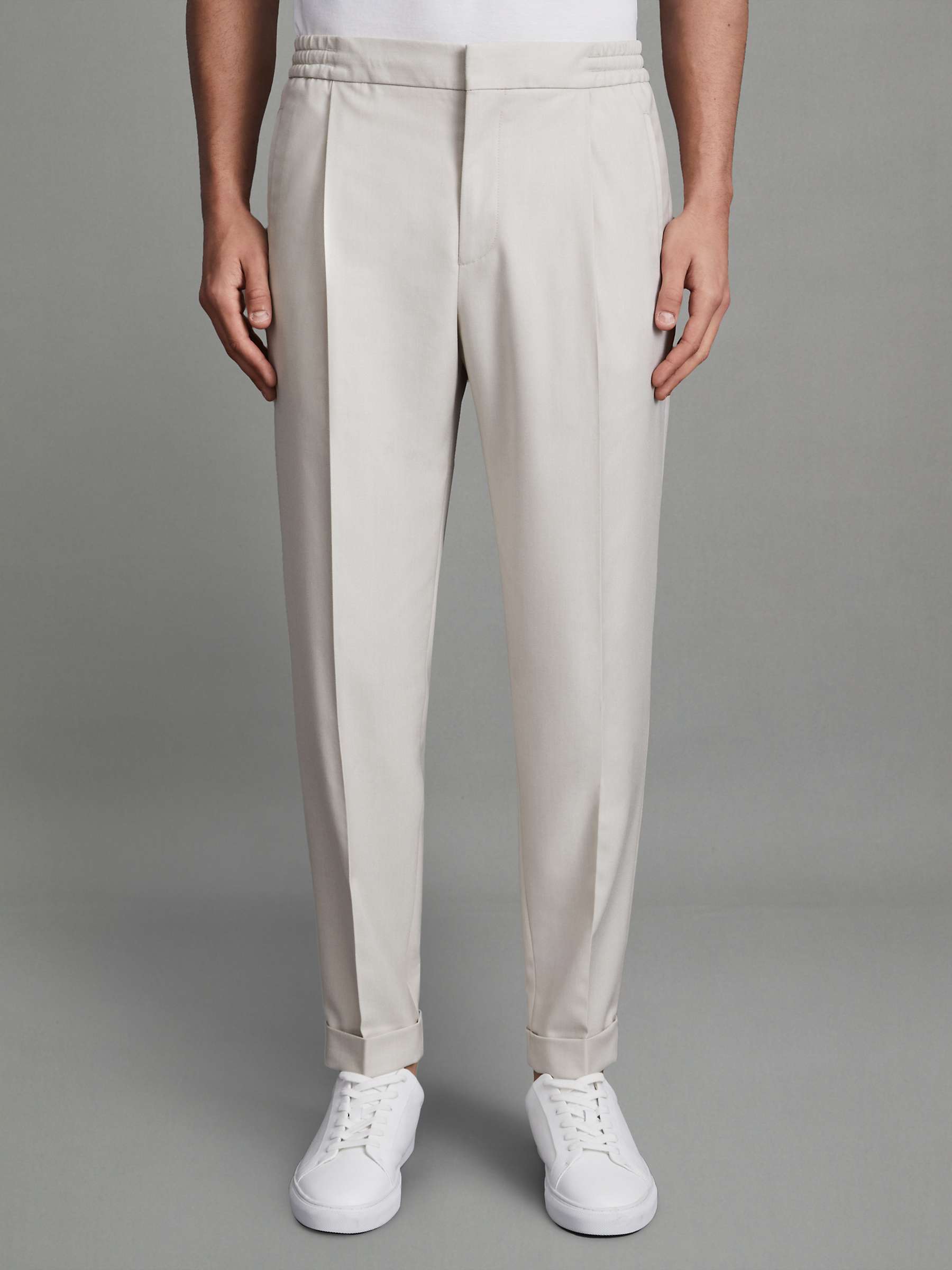Buy Reiss Brighton Pleated Relaxed Trousers, Stone Online at johnlewis.com
