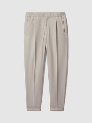 Reiss Brighton Pleated Relaxed Trousers, Stone