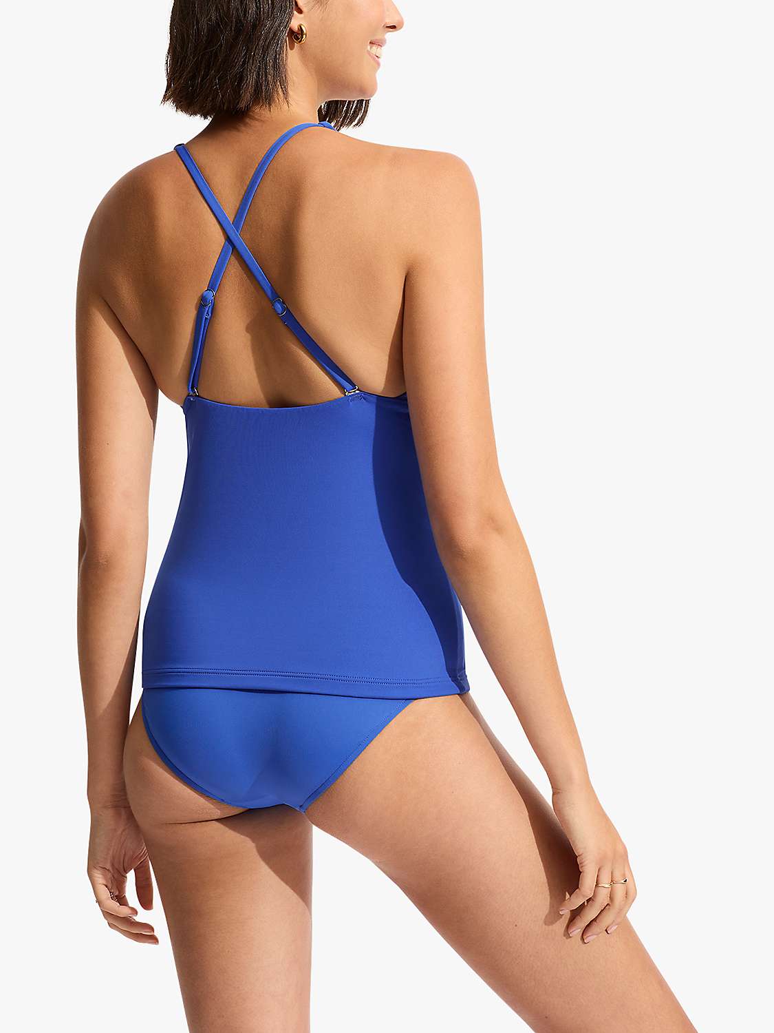 Buy Seafolly Trim Front Tankini Top, Azure Online at johnlewis.com