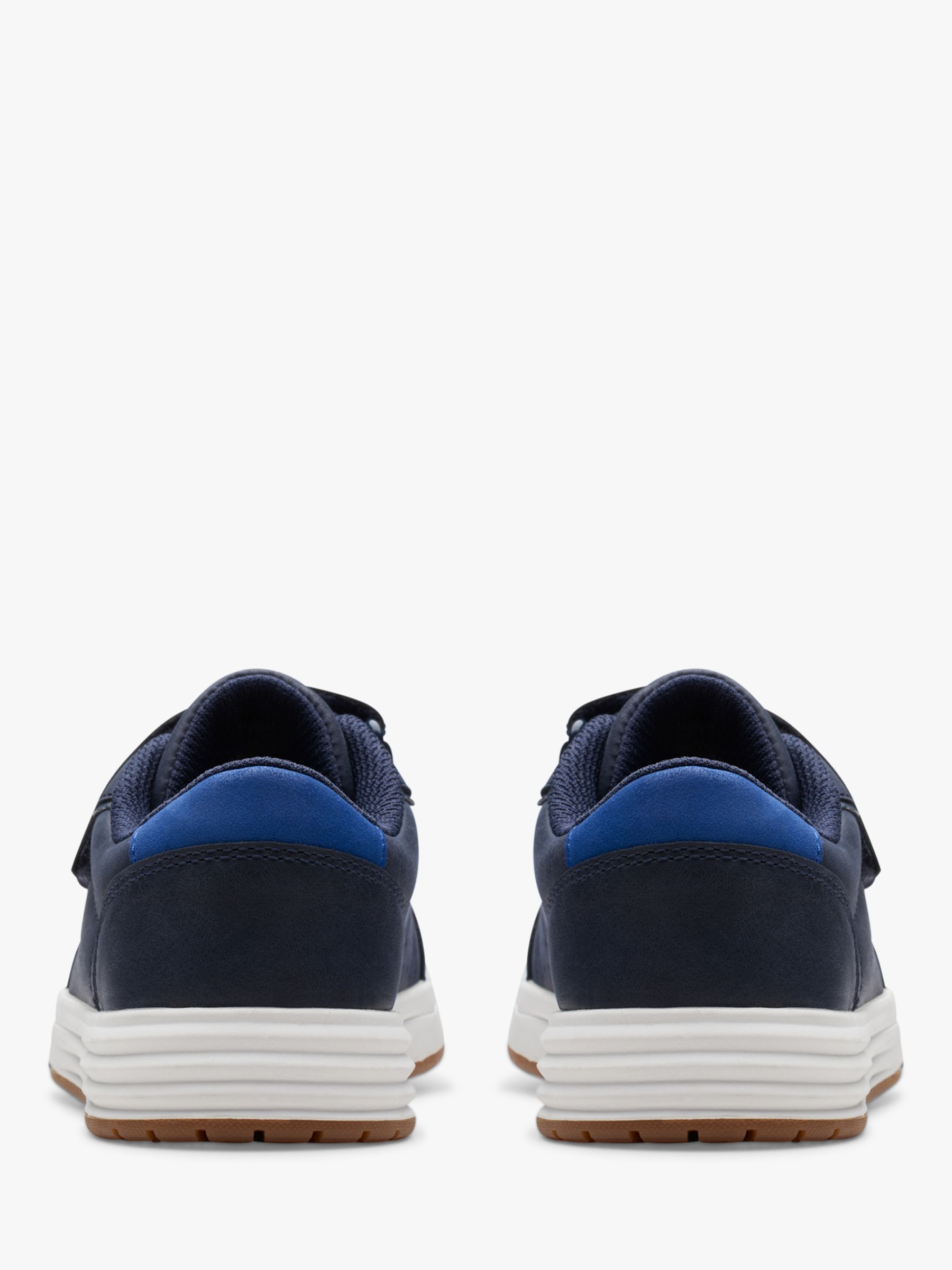 Clarks Kids' Urban Solo Leather Riptape Trainers, Navy, 4F Jnr
