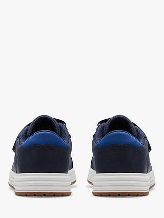 Clarks Kids' Urban Solo Leather Riptape Trainers, Navy