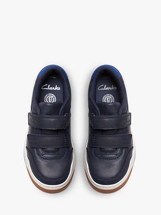 Clarks Kids' Urban Solo Leather Riptape Trainers, Navy