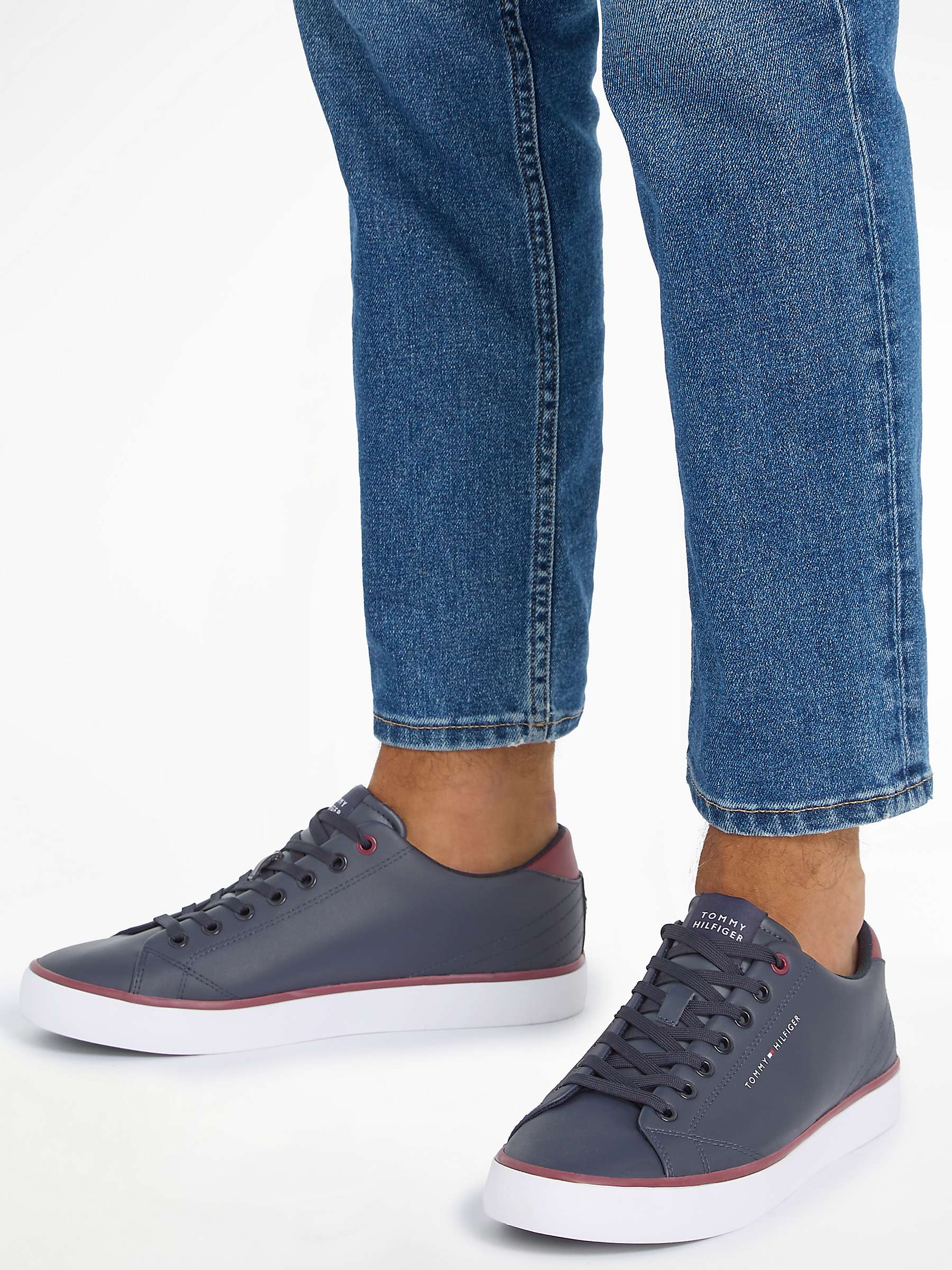 Buy Tommy Hilfiger Leather Low Top Trainers, Desert Sky Online at johnlewis.com