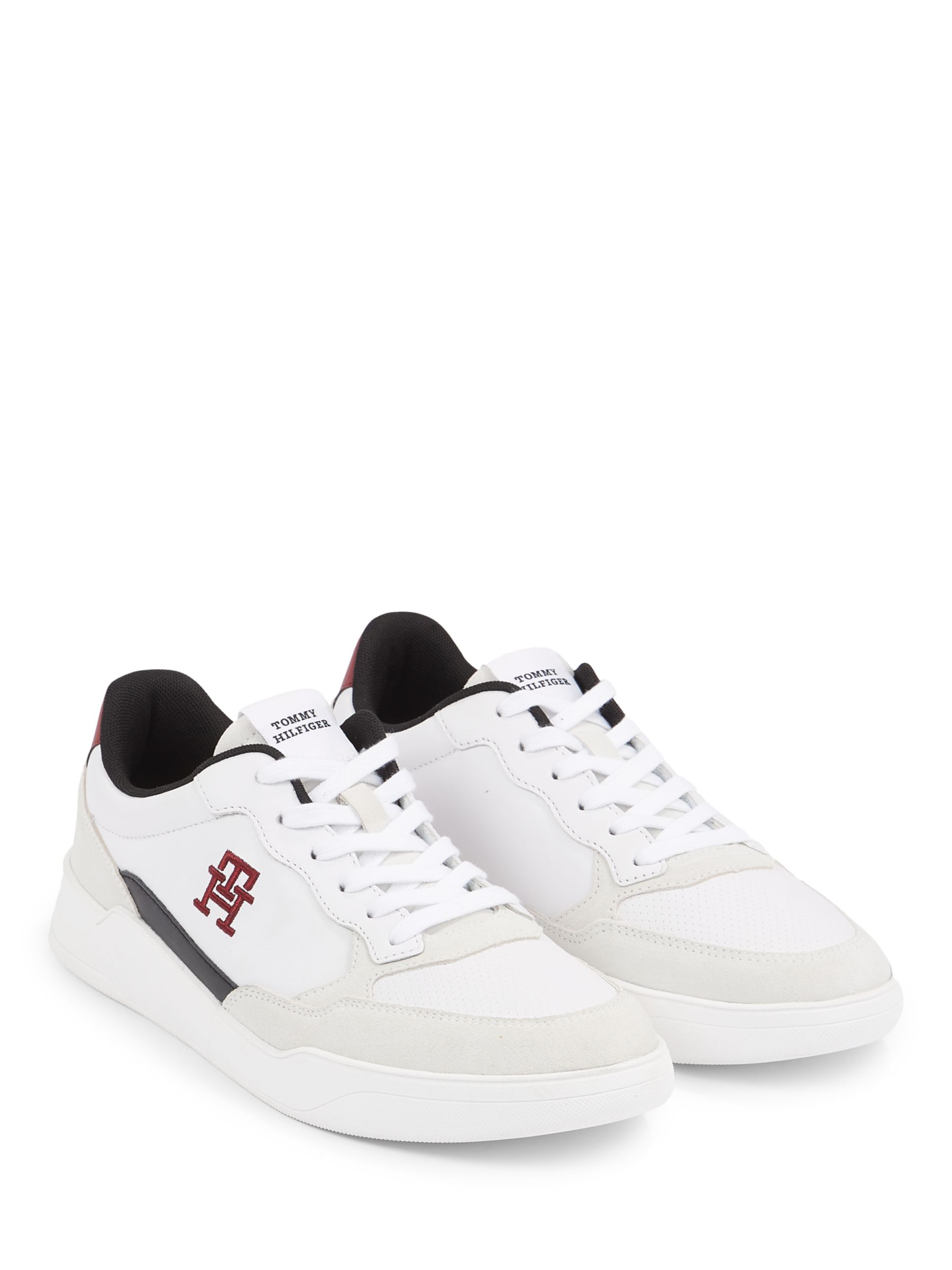 Buy Tommy Hilfiger Elevated Cupsole Leather Trainers, White/Multi Online at johnlewis.com