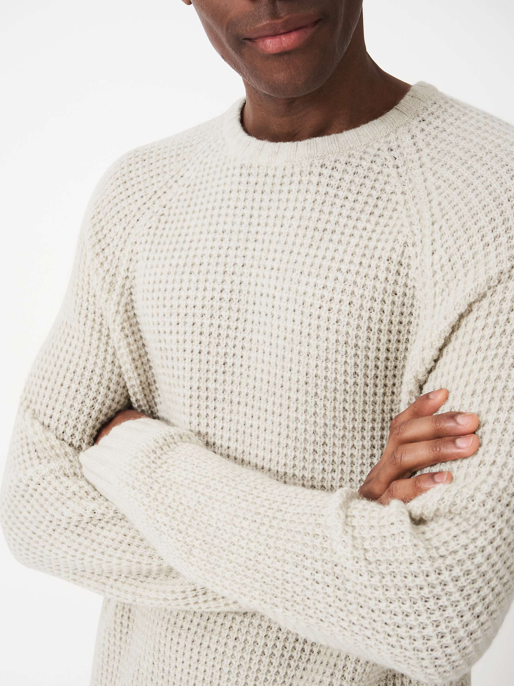 Buy Crew Clothing Wilden Wool Blend Waffle Stitch Knit Jumper, Oatmeal Online at johnlewis.com