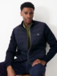 Crew Clothing Dartmouth Wool Blend Hybrid Quilted Jacket, Dark Blue
