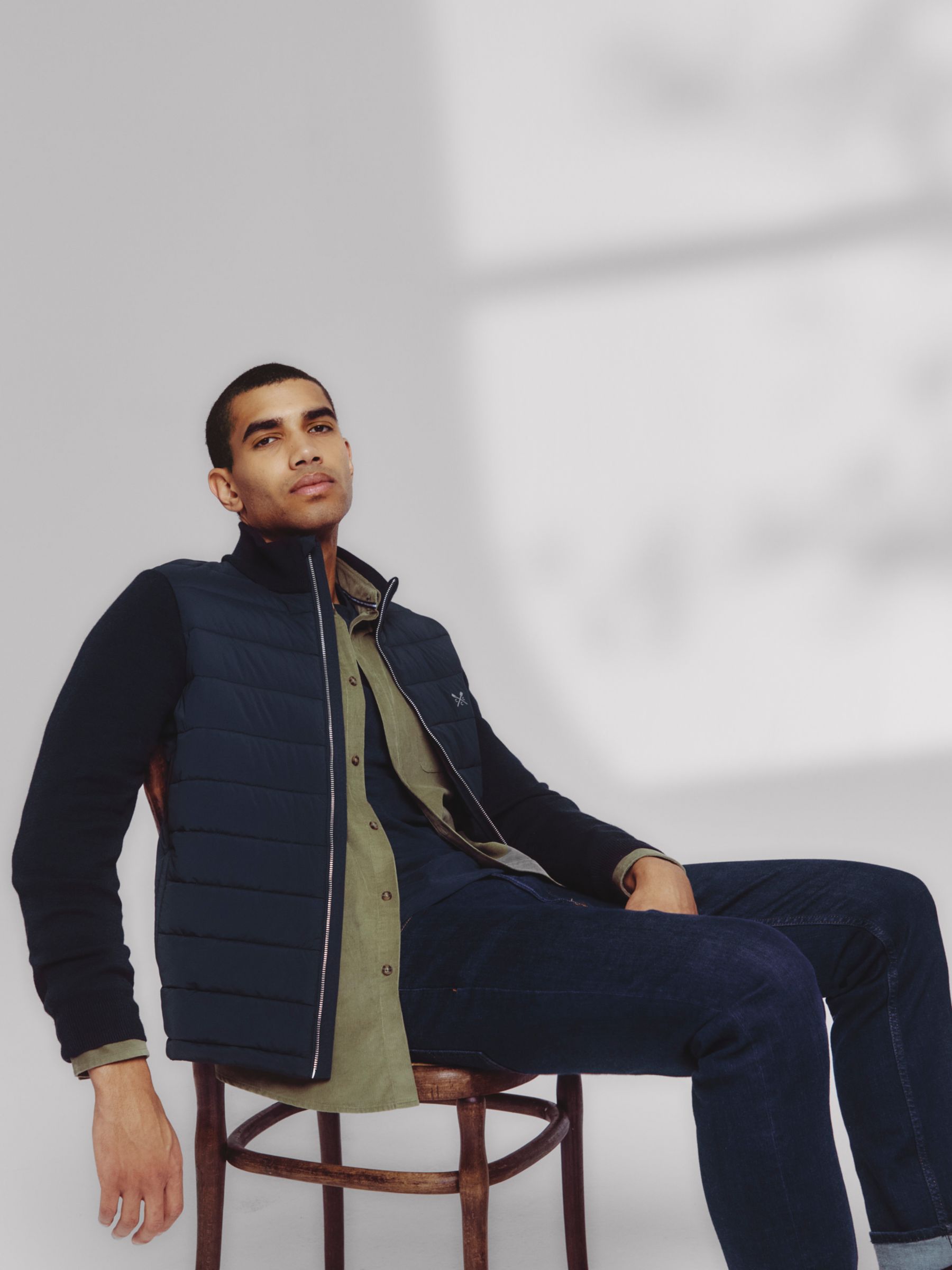 Buy Crew Clothing Dartmouth Wool Blend Hybrid Quilted Jacket Online at johnlewis.com
