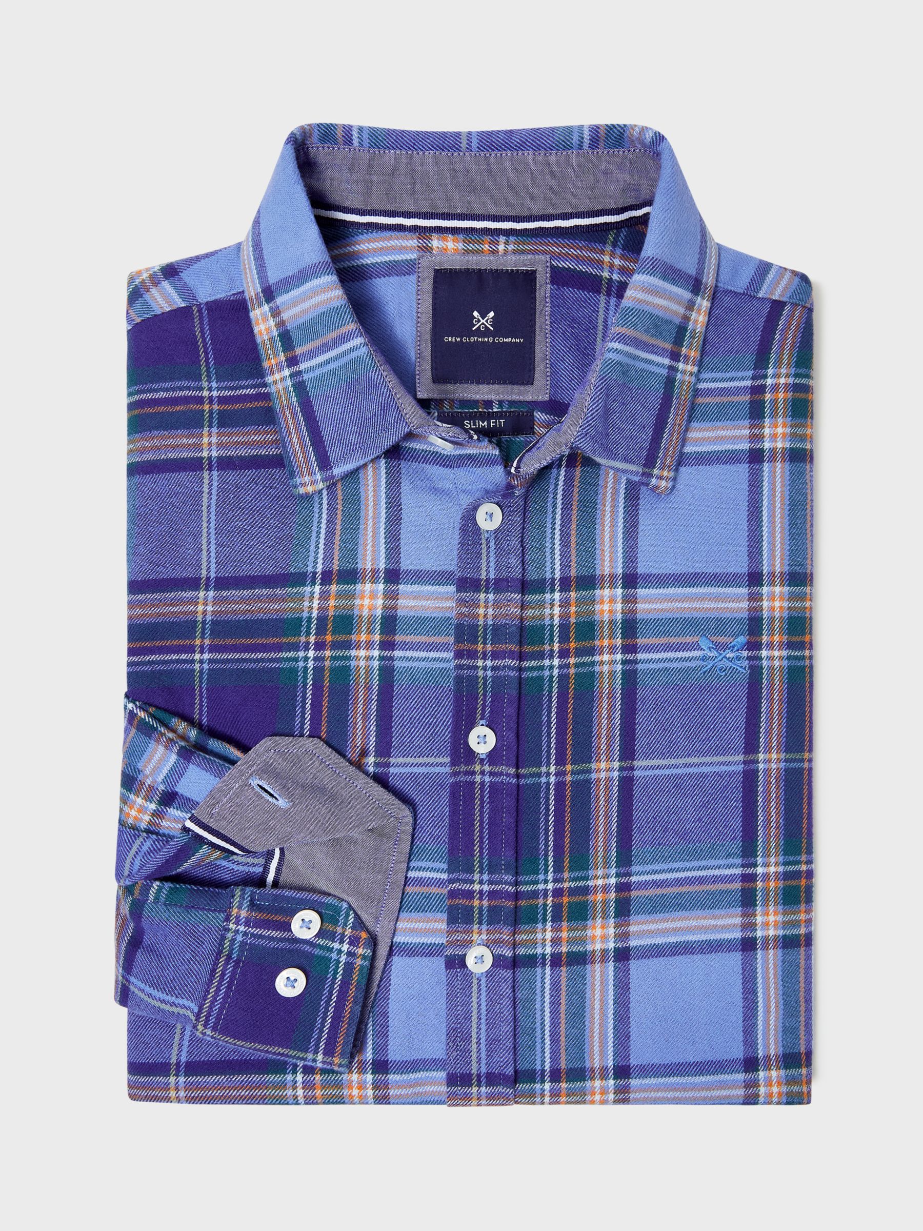 Crew Clothing Kipling Flannel Shirt, Blue/Multi at John Lewis & Partners