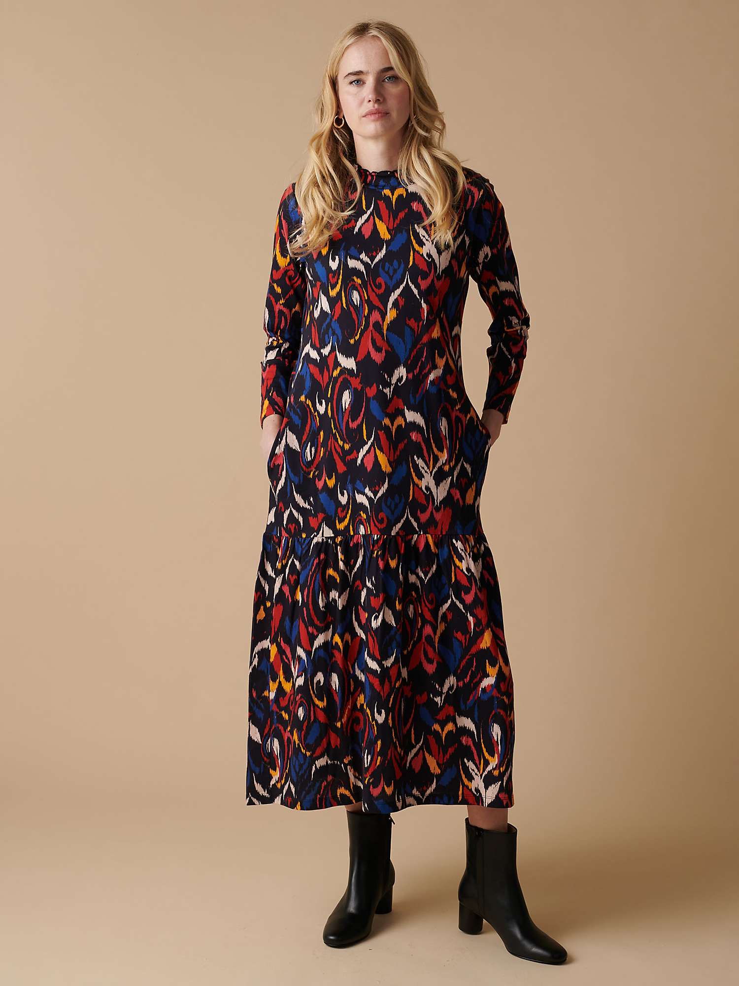 Buy Cape Cove Abby Abstract Print High Neck Jersey Midi Dress, Multi Online at johnlewis.com