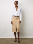 Gerard Darel Dorys Linen Blend Midi Denim Skirt, Sand