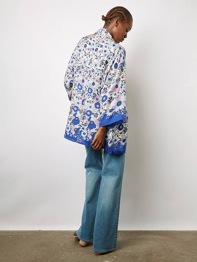 Gerard Darel Betta Silk Blend Floral Kimono, Natural/Multi
