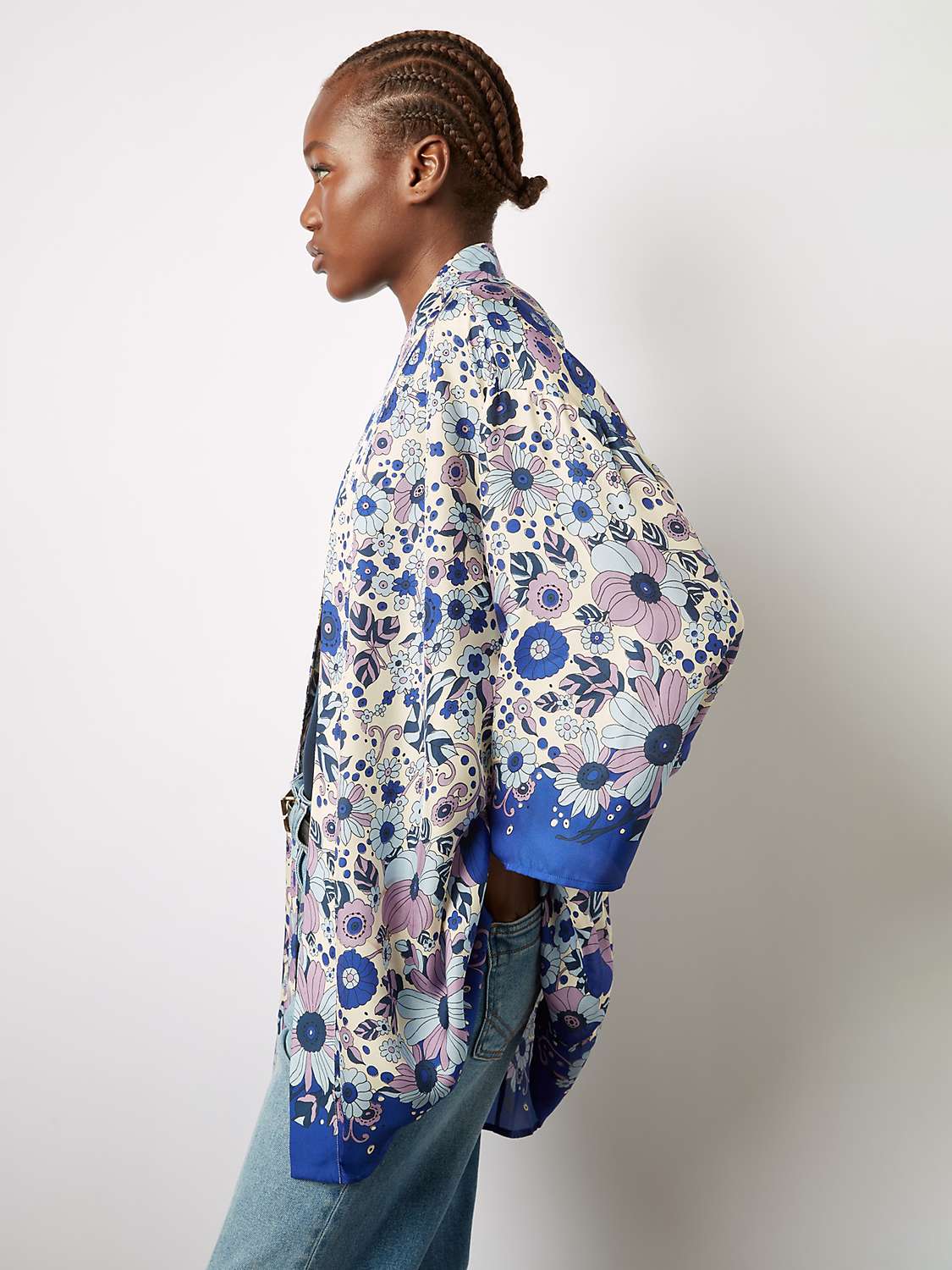 Buy Gerard Darel Betta Silk Blend Floral Kimono, Natural/Multi Online at johnlewis.com