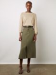 Gerard Darel Douria Linen Blend Midi Skirt, Khaki Green, Khaki Green