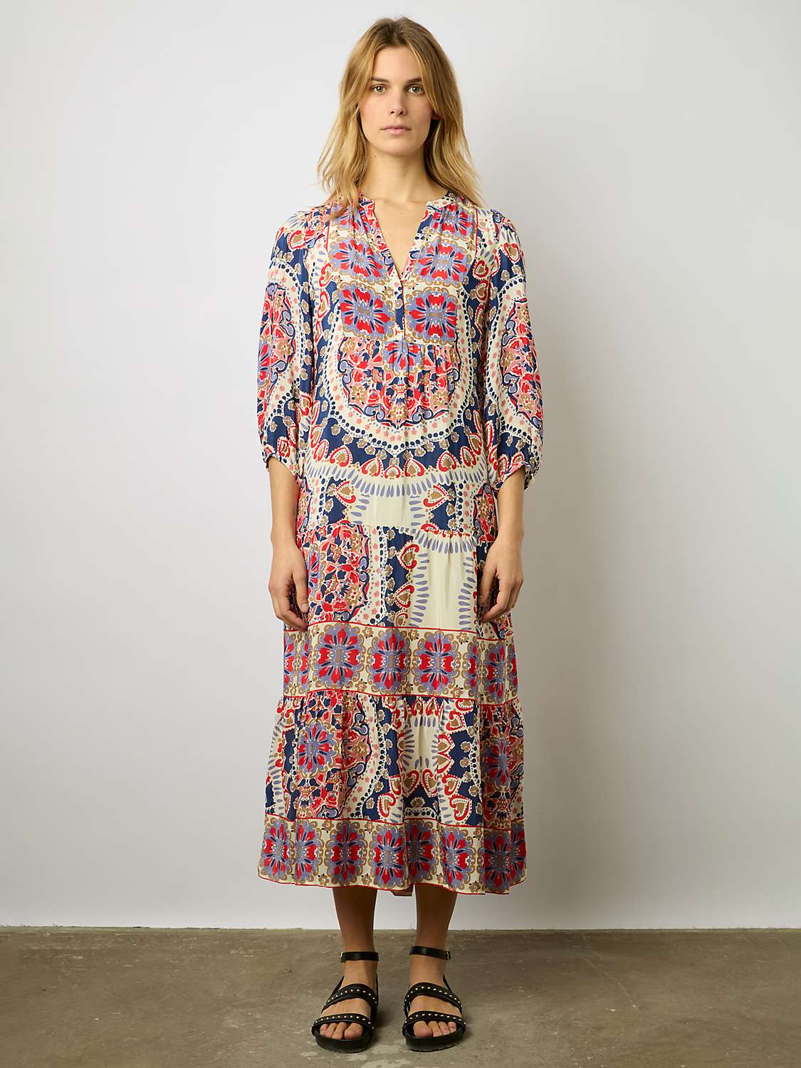 Buy Gerard Darel Emi Mandala Print Tiered Maxi Dress, Natural/Multi Online at johnlewis.com