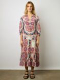 Gerard Darel Emi Mandala Print Tiered Maxi Dress, Natural/Multi, Natural/Multi