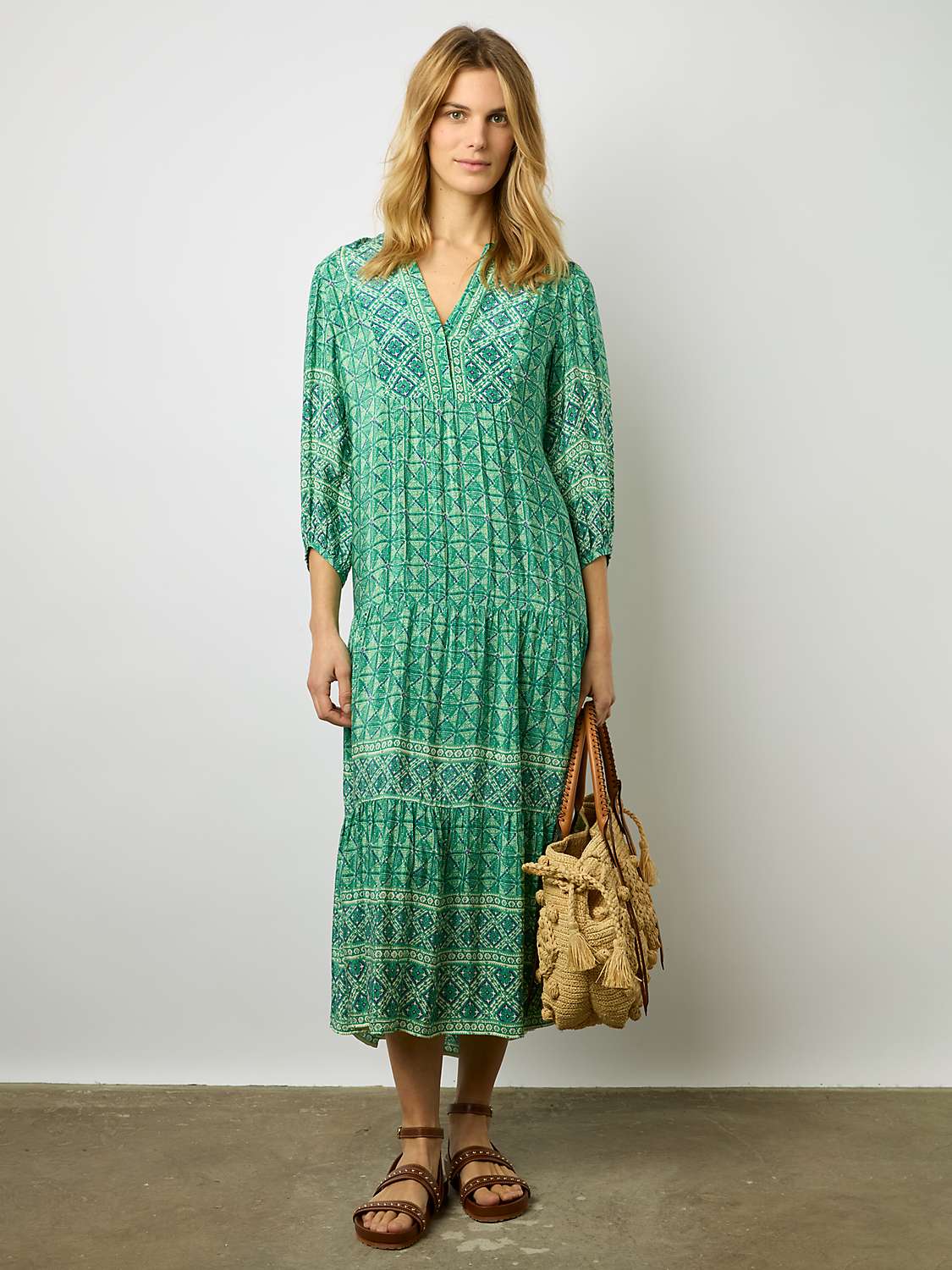 Buy Gerard Darel Emi Geometric Print Dress, Emerald Online at johnlewis.com