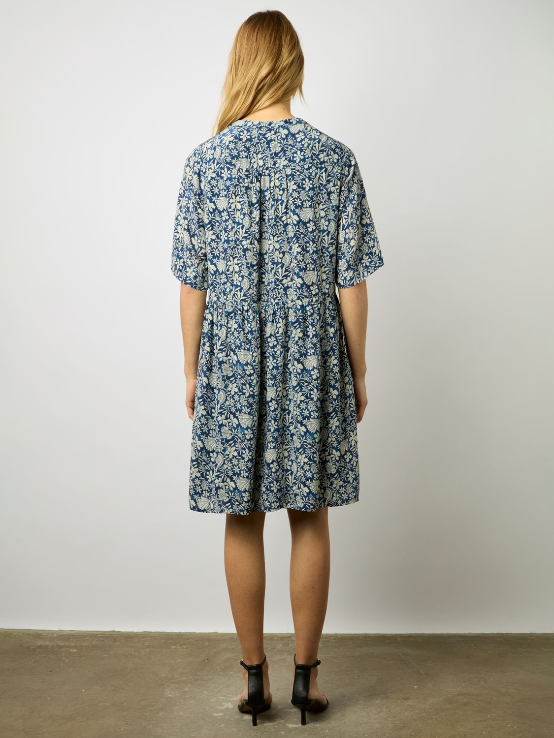 Gerard Darel Ellena Floral Print Mini Dress, Indigo, 10